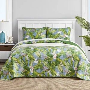 Tommy B4ahama Aregada Dock Tropical Foliage Soft Textured Quilt Sz Twin
